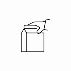 hand reaching box icon sign vector