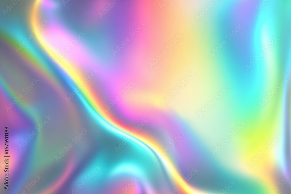 Poster holographic liquid background featuring vibrant colors with shimmering effects that create a fluid a