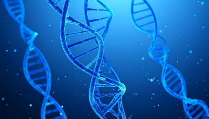 DNA strands in a vibrant blue space