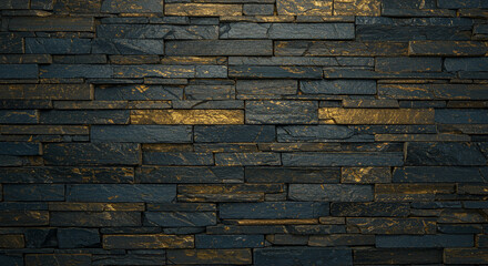 navy blue brick wall with metallic gold