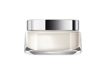 Elegant jar of facial cream against a black background creates a sense of luxury and skincare.