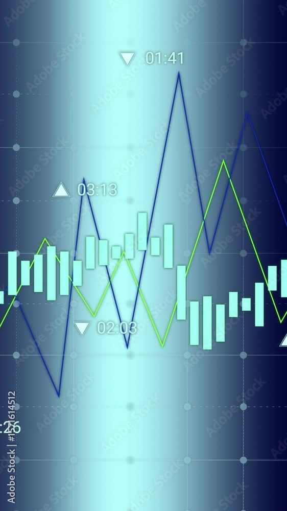Poster animation of statistical data processing over grid network against blue gradient background