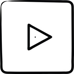 Hand-drawn Play Button Icon, Square Shape, Simple Design, Vector Illustration, Media Player Symbol, Digital Interface...