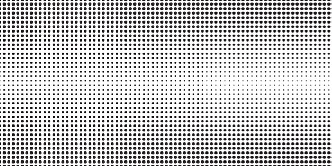 Dotted halftone gradient background with vanishing polka dot texture. Black fading comic overlay in pop art style. Ideal for posters, retro designs, vector overlays, and vintage raster effects.