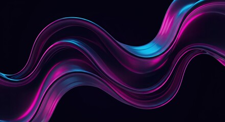 Futuristic Liquid Chrome Metal Abstract Background with Neon Reflections.