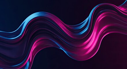 Futuristic Liquid Chrome Metal Abstract Background with Neon Reflections.