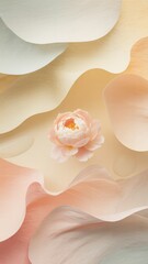 Floating Floral Fantasy: An artistic rendition of a solitary flower at the heart of a serene arrangement of delicate petals, a beautiful harmony of colors and textures.