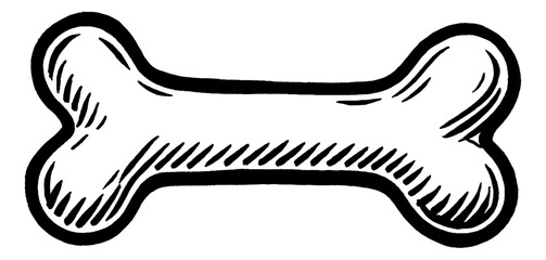 Simple Black and White Bone Illustration with Line Art Style