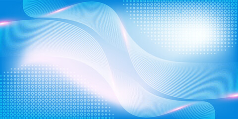 Abstract blue gradient background with shining lines waves. Minimalist background for banner, poster, cover, brochure, flyer, website