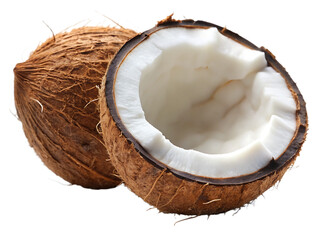 Cracked Half Coconut with White Flesh