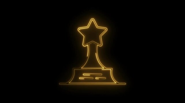 Elegant golden award glowing lines on black background animation for celebration and recognition