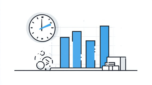 Linear icon illustrating the accounting method of asset depreciation, showing how costs are spread over time in a customizable outline style