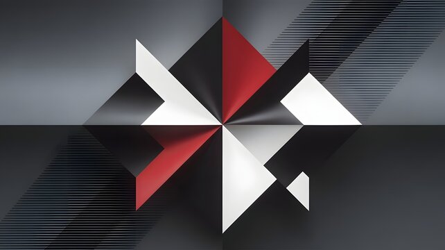 Monochrome Geometric Composition with Red and White Triangles - Powered by Adobe