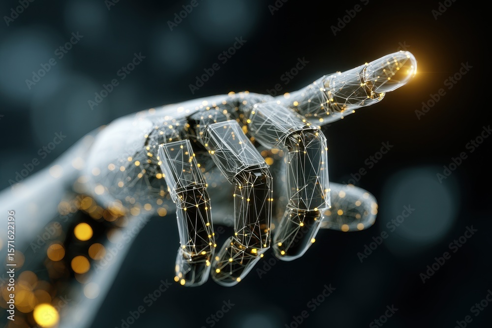 Poster exploring the future of technology with artificial intelligence and digital innovation in human-like