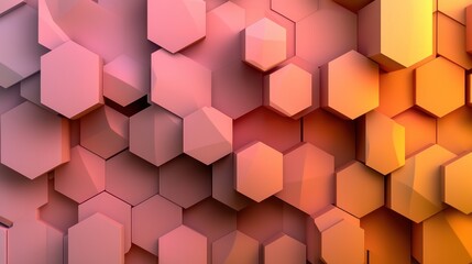 Abstract Geometric Hexagon Wall Pattern, Gradient Colors