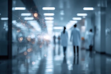 Hospital environment with healthcare professionals interacting with patients in a clinical setting during daytime