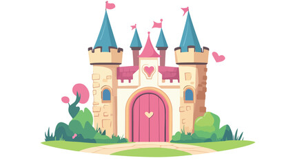 Obraz premium Elegant Castle Heart Door Illustration on White Background