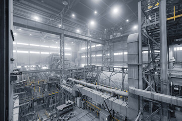 Grinding ball mill operates with mineral ore at plant for copper and gold concentrate. Industry Concentration factory