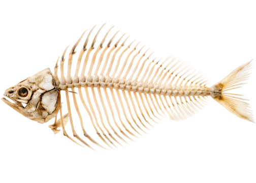ish skeleton with head and tail intact showcasin  isolated on white background PNG, AI GENERATED