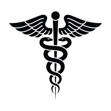 Black and white caduceus vector illustration

