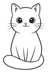 Obraz premium Cute Cartoon Cat Outline with Big Eyes and Whiskers