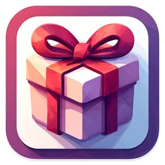 Obraz premium Pink gift box with ribbon bow, celebration illustration on white background