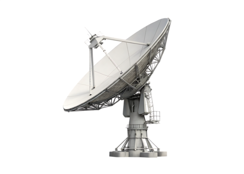 arge satellite dish antenna isolated on white background PNG, AI GENERATED - Powered by Adobe