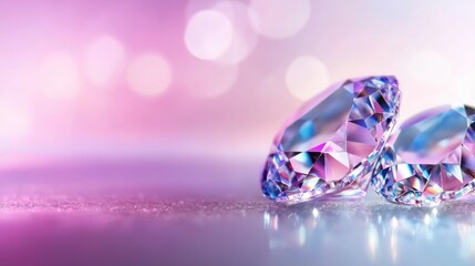 Radiant diamonds on a pink and blue background