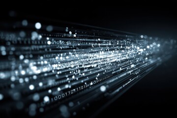 Abstract background illustrating dynamic movement of binary data, representing technology and creativity in digital design for modern applications