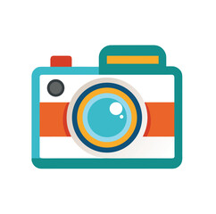 Classic camera silhouette icon design element for photography and technology projects isolated on white background