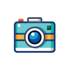 Classic camera icon design for photography and technology applications isolated on white background
