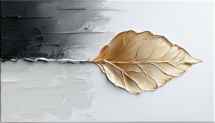 Luxury painting of white and gold flowers on textured gray background for elegant home decor concepts.