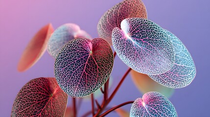 A vibrant and modern overhead illustration of the Pilea repens plant highlighting its intricate textures and vivid colors in an artistic style 