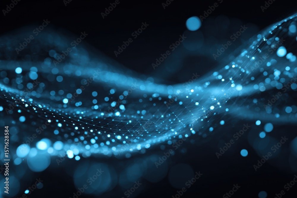 Poster dynamic light blue abstract background featuring glowing waves and patterns creating a serene digita