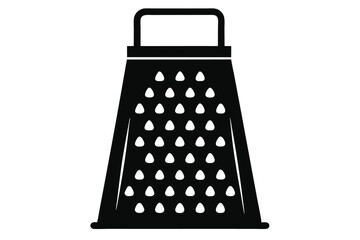 Black and White Image of a Box Grater with Handle and Triangular Holes