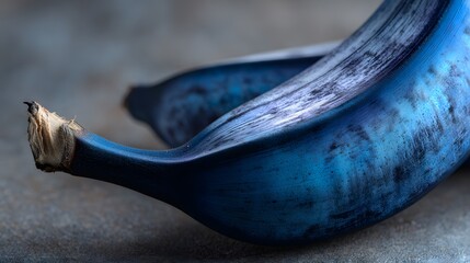 Stunning high-resolution photograph of a Javanese Blue Banana with crisp detailing and minimalist tropical background to emphasize its striking color and organic texture