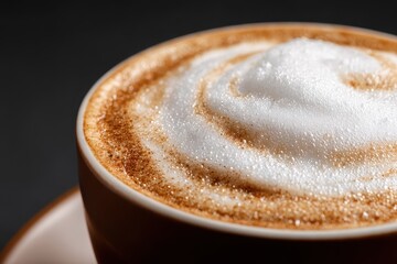 Cappuccino with creamy milk foam creating a rich texture and inviting appearance in a warm setting during the afternoon coffee break