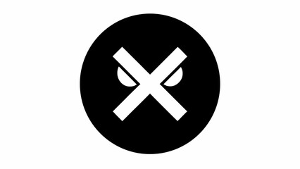 Obraz premium black and white cross mark with stylized eyes icon isolated on white background.
