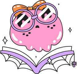 Adorable ghost has a love for books and a cozy Halloween feel