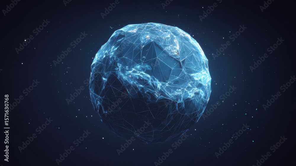 Poster abstract tech background with low poly wireframe elements. space technology background in blue. dark