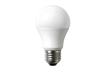 White LED Light Bulb Isolated on Transparent Background – Energy Efficient Modern Lighting Concept