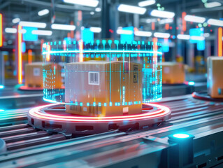 3D depth camera system analyzing randomly placed items in bins, point cloud visualization overlay, robotic workspace, advanced computer vision technology, technical documentation style