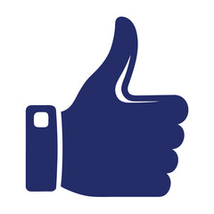 Positive thumbs up gesture silhouette icon for approval and success isolated on white background