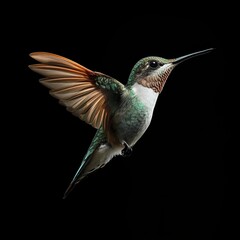 Fototapeta premium A hummingbird is flying in the air