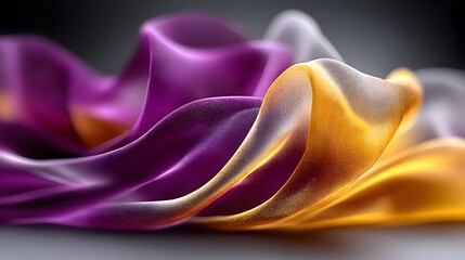 Purple gold silk fabric swirl, studio backdrop, elegant textile