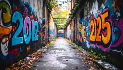 Fototapeta premium Graffiti-covered alleyway (1)