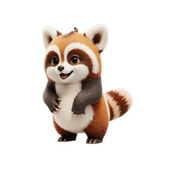 Charming Red Panda Mascot: A delightful illustration showcasing a cute red panda standing upright, its expressive eyes and soft fur radiating joy.