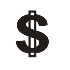 Stylized dollar sign silhouette graphic for financial and business concepts isolated on white background