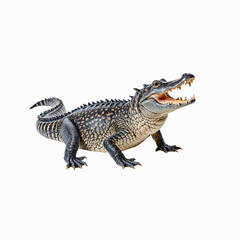Fototapeta premium Dangerous Alligator: An imposing alligator, with its formidable jaws agape, epitomizes power and ancient survival.
