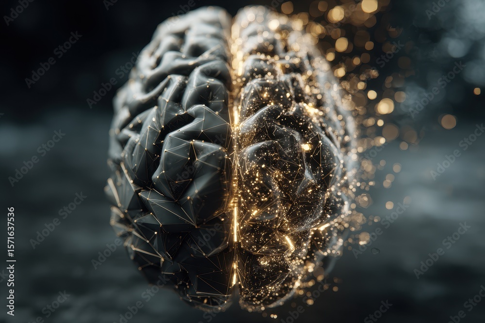 Poster digital and biological brain fusion showcasing the integration of technology with human cognition in
